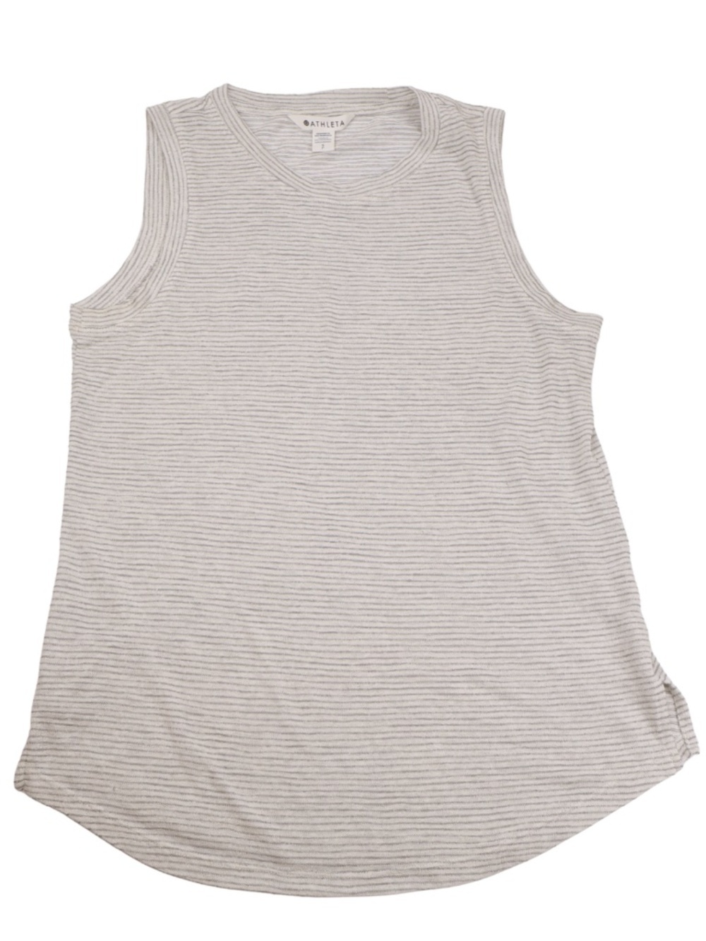 Athleta Striped Sleeveless Tank Top S Gray White Minimal Athleisure